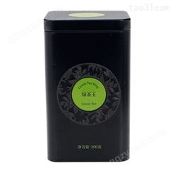 茶叶铁罐厂家 正方形绿茶包装铁盒定制 黑色200g茶叶罐铁罐 麦氏罐业 金属盒包装