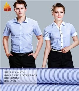 蓝色短袖衬衫 OL通勤修身衬衣 夏季短袖衬衫
