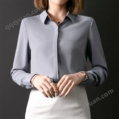 定制女士雪纺长袖衬衫销售银行职业女式衬衣定做厂正装衬衣