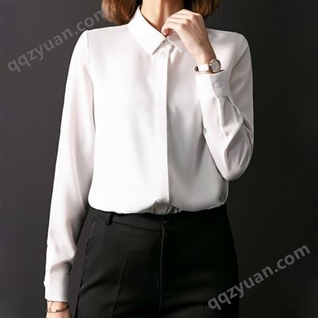 定制女士雪纺长袖衬衫销售银行职业女式衬衣定做厂正装衬衣