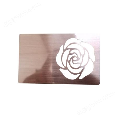 红红火火供应不锈钢金属卡 定制拉丝会员卡 镂空名片磨砂腐蚀卡片 设计玫瑰金卡