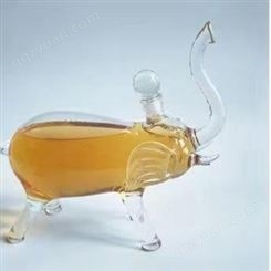 大象造型  玻璃泡参酒瓶   家居玻璃摆件  风水玻璃挂件  手工吹制   象造型瓶子  人参泡酒器