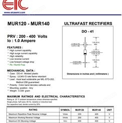 美国EIC代理MUR120超高速整流二极管200V 1.0A