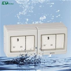 KD2-2SS二位单控开关加二位英式防水插座 带盖厨房浴室防水插座