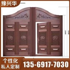 晋城新中式铜门 铸铝铜艺门  