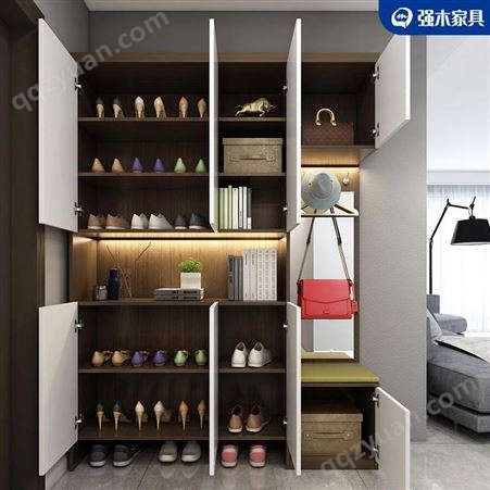 重庆强木家具 重庆全屋定制设计 多功能鞋柜定制 实木颗粒板